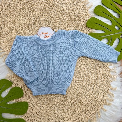 Blusa de Linha Ponto Alto Fechado - Azul Bebê